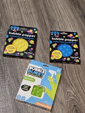 Pop It Collection Fidget Toy - Yellow, Blue, Neon Green 3 pcs